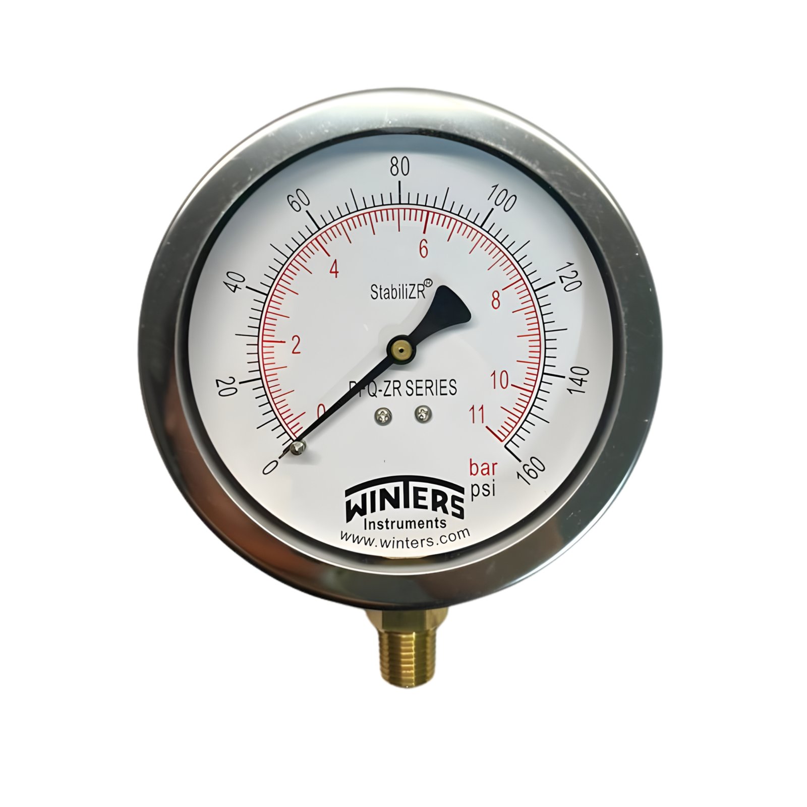 VACUOMETRO PFQ StabiliZR™, Dial 2.5", -30" inHg a 0 PSI/Bar, Conex. 1/4" inferior