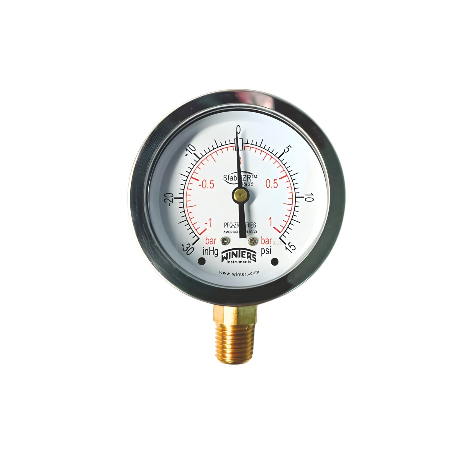 MANÓMETRO PFQ StabiliZR™, Dial 2.5", 0 a 60 PSI/Bar, Conex. 1/4" Inferior